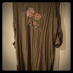 Olive button down dress / tunic